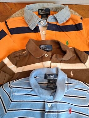 POLO RALPH LAUREN toddler and baby boys' striped polo shirts Lot Of 3 Size 2